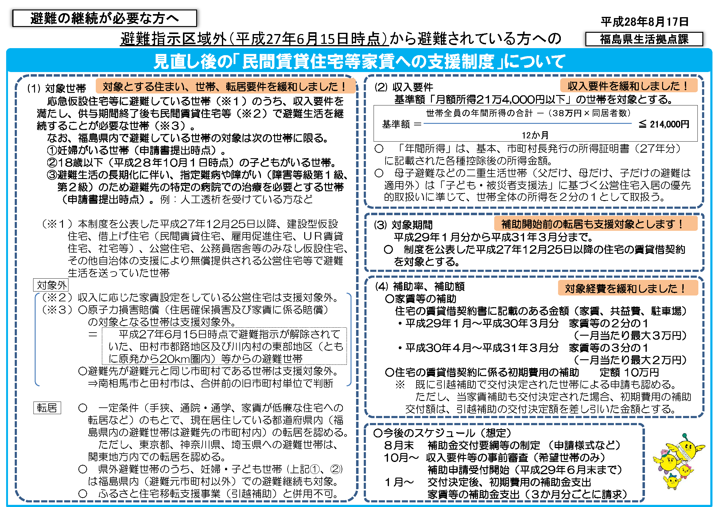 民間賃貸住宅等家賃への支援制度について