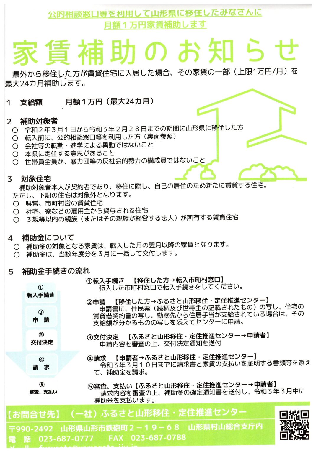 ふるさと山形移住・定住促進事業家賃補助金について